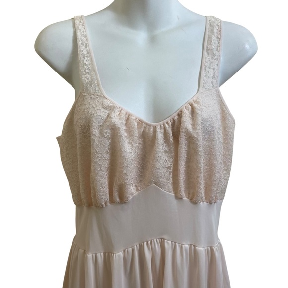 Vintage Soft Pink Lace Nightgown by Van Raalte Elegant Retro Sleepwear Size 36 - Picture 4 of 11